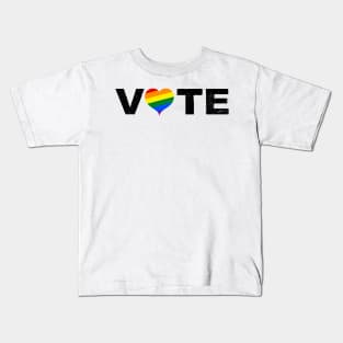 VOTE For Love LGBTQ Rights Turn Out Blue Democratic Independent Voters for All Rainbow Heart Kids T-Shirt